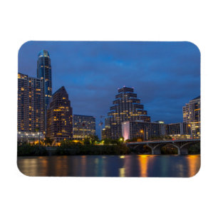 City-Silhouette spiegelt sich in Lady Bird Lake Magnet