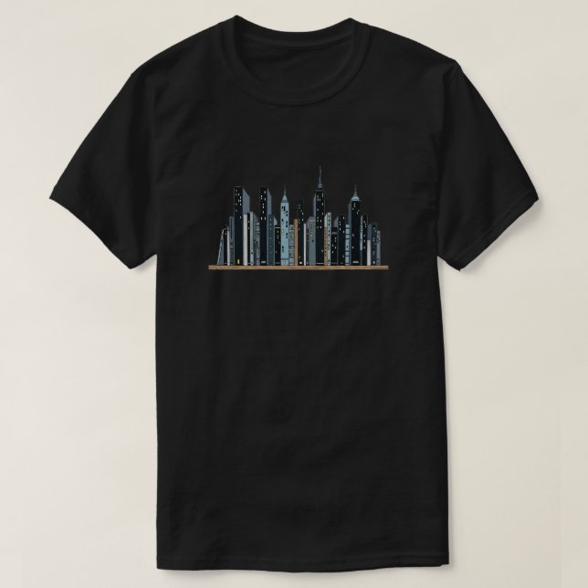 City Skyline Bibliothek - Minimalistischer T - Shi T-Shirt (Design vorne)