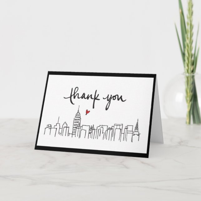 City Skyline mit liebevollem Dankdesign Dankeskarte (Vorderseite)
