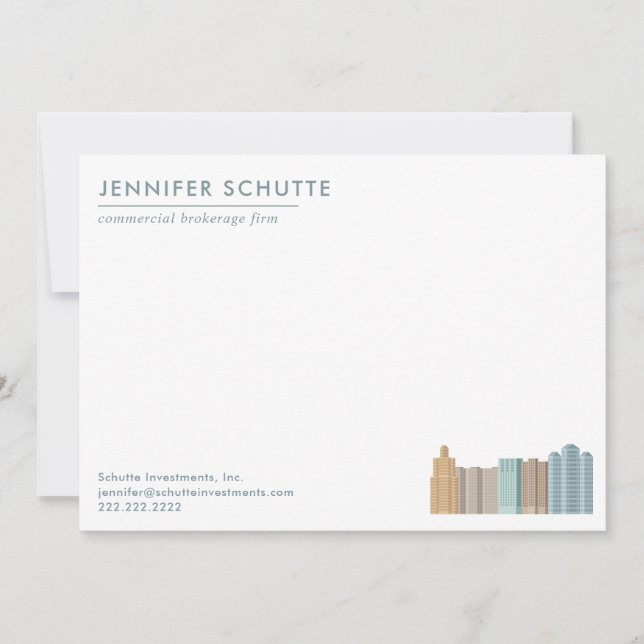 City Skyline Personalisiertes Kommerzielles Real A Mitteilungskarte (Vorderseite)