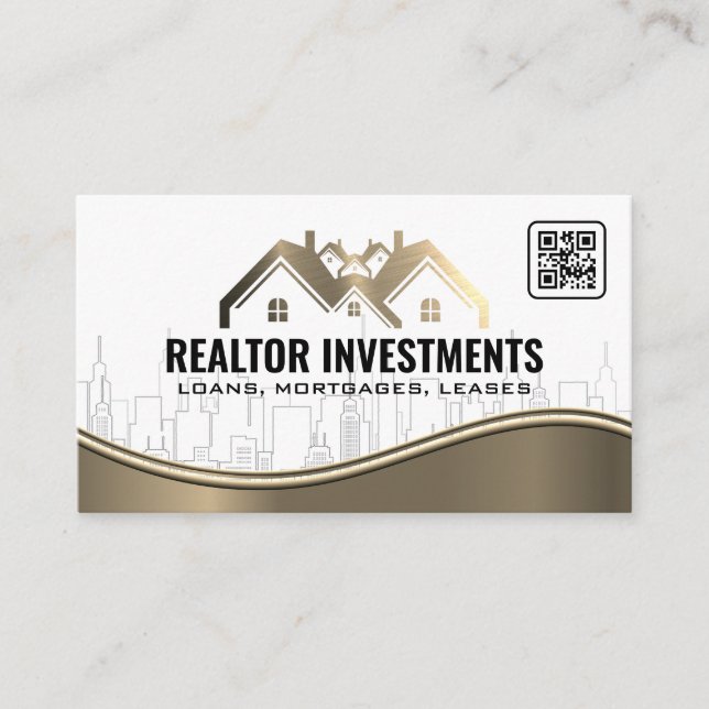 City Skyline | Real Anwesen | Qr Code Visitenkarte (Vorderseite)