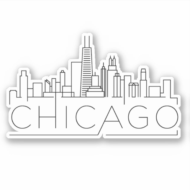 City Skyline von Chicago zeichnend Aufkleber (Vorderseite)