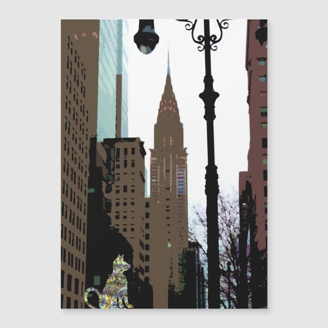 City Sparkly Cat NYC Artsy Magnet (Vorderseite)