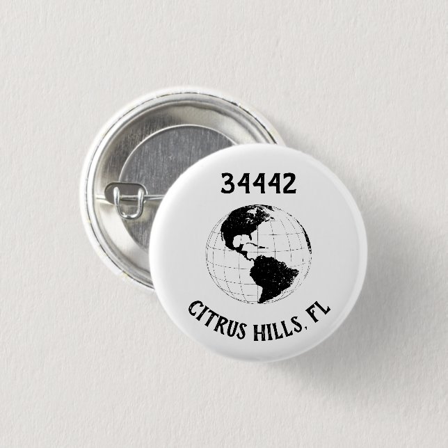 City Staat Zip Code Globe Weltkarte Button (Vorne & Hinten)