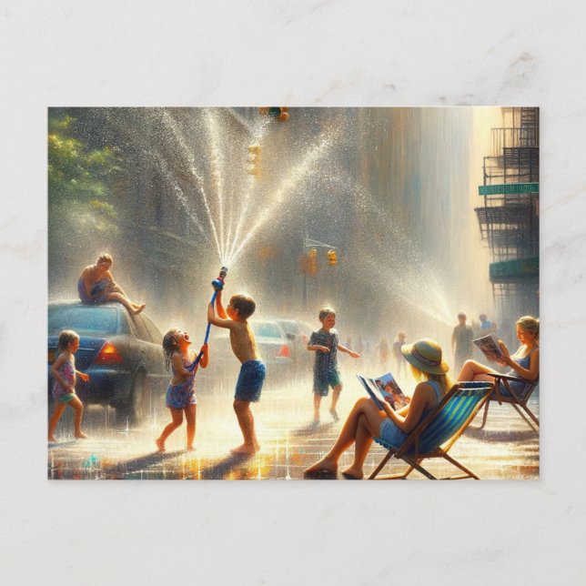 City Street im Sommer Postkarte (Vorderseite)