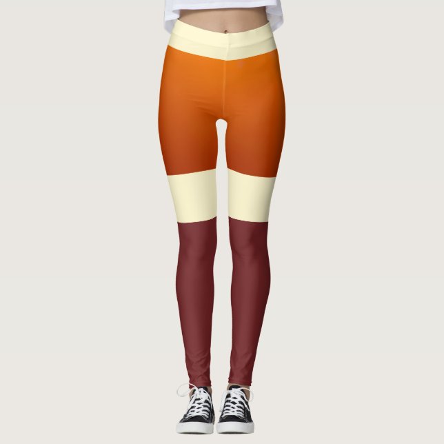 City Sunset Design kniehohe Socken-Erdtöne Leggings (Vorderseite)