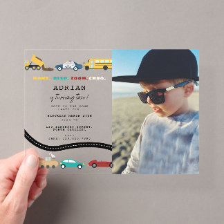 City Transportation Vehicles Truck Birthday Photo Acryleinladungen