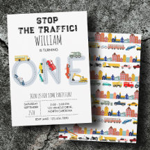 City Transportation Vehicles Truck First Birthday