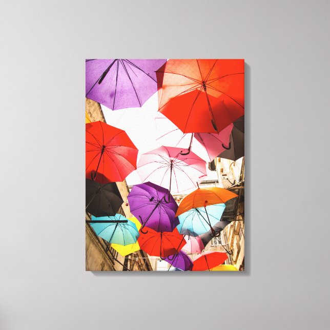 City Umbrellas Wrapped Canvas Leinwanddruck (Vorderseite)