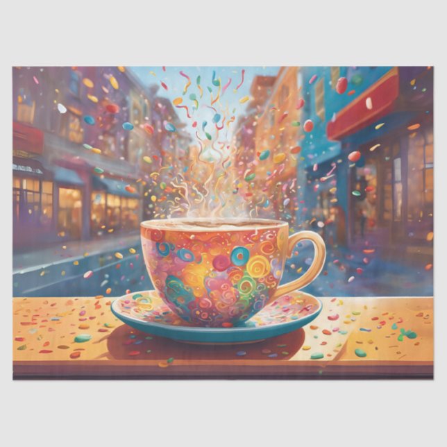 Cityscape Coffee Whimsy Seidenpapier (Vorderseite)