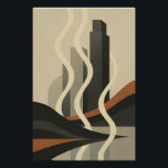 Cityscape Fumé - Ville Art Deco Poster<br><div class="desc">In dieser stilisierten Landschaft kommen Wellenformen von Wärme,  Energie oder Dampf aus der Stadt. Die Atmosphäre aus braunem Ton und Sand bietet eine poetische und zeitgenössische Sicht der Stadt. Ein Must für Amateure des expressiven Minimalismus.</div>