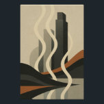 Cityscape Fumé - Ville Art Deco Poster<br><div class="desc">In dieser stilisierten Landschaft kommen Wellenformen von Wärme,  Energie oder Dampf aus der Stadt. Die Atmosphäre aus braunem Ton und Sand bietet eine poetische und zeitgenössische Sicht der Stadt. Ein Must für Amateure des expressiven Minimalismus.</div>