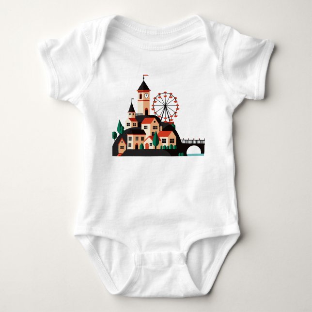 Cityscape with Ferris wheel Baby Bodysuit Baby Strampler (Vorderseite)