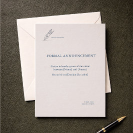 Civil Ceremony Registry Wedding Announcement  Einladung