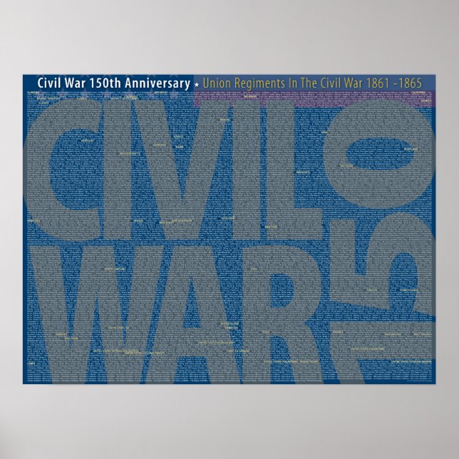 Civil War 150 Union Regiments Art Poster (Vorne)