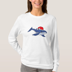CJ-, lustiger Blauwal im Weihnachtsmannmütze-Shir T-Shirt