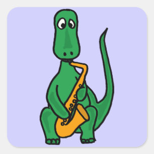CK- Dinosaure Drôle Jouer Saxophone Sticker