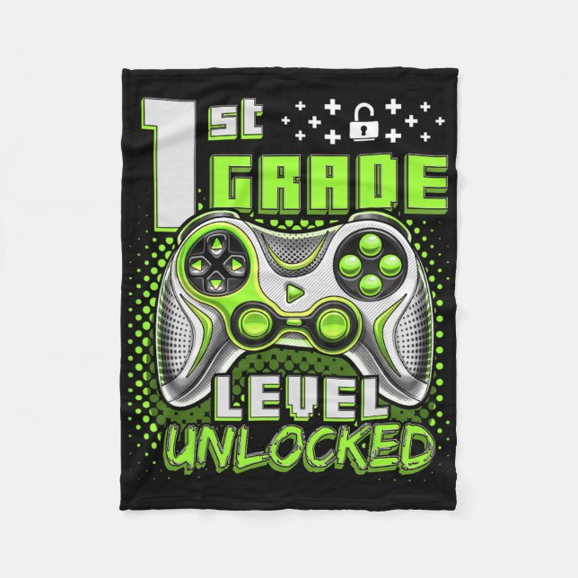 Ck To School 1st Grade Boys Gamer First Day School Fleecedecke (Vorderseite)