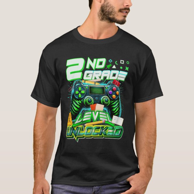 Ck To School 2nd Grade Level Unlocked Gamer First  T-Shirt (Vorderseite)