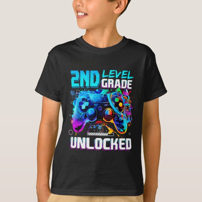 Ck To School 2nd Grade Level Unlocked Gamer Kids B T-Shirt (Vorderseite)