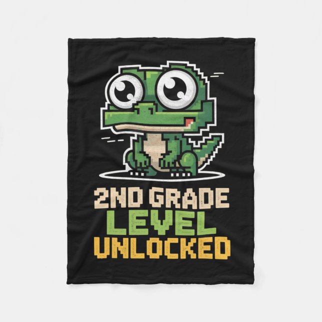 Ck To School 2nd Grade Lizard Gamer Second Level U Fleecedecke (Vorderseite)