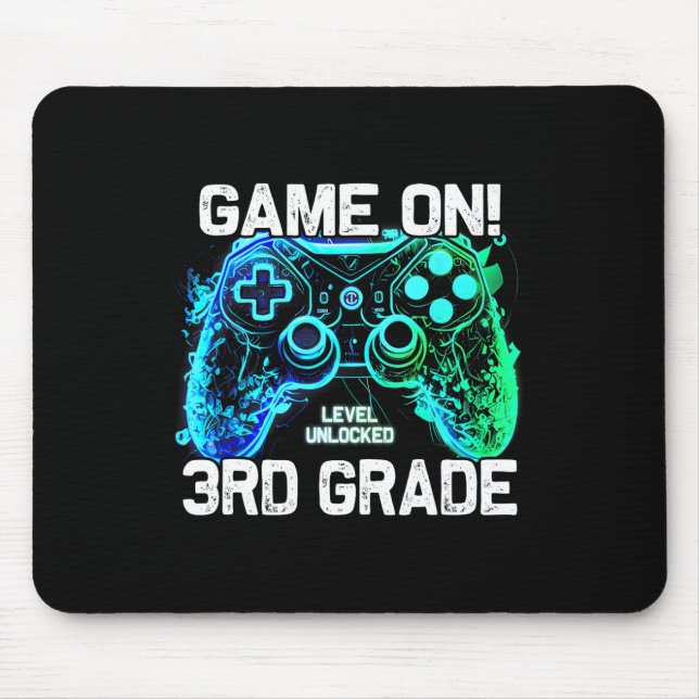 Ck To School 3rd Grade Boys Gamer First Day School Mousepad (Vorne)