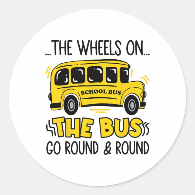 Ck to School Funny der Räder auf dem Bus Kleinkind Runder Aufkleber (Vorderseite)