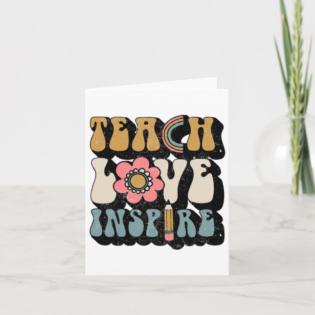 Ck to School Teach Liebe Inspirierte Retro Teacher Karte (Vorderseite)
