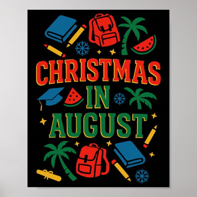Ck to School Xmas Palm Tree Abschluss Weihnachten  Poster (Vorne)