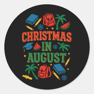 Ck to School Xmas Palm Tree Abschluss Weihnachten  Runder Aufkleber