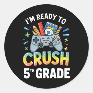 Ck Zur Schule Ich Bin Bereit 5. Klasse Gamer Co Zu Runder Aufkleber