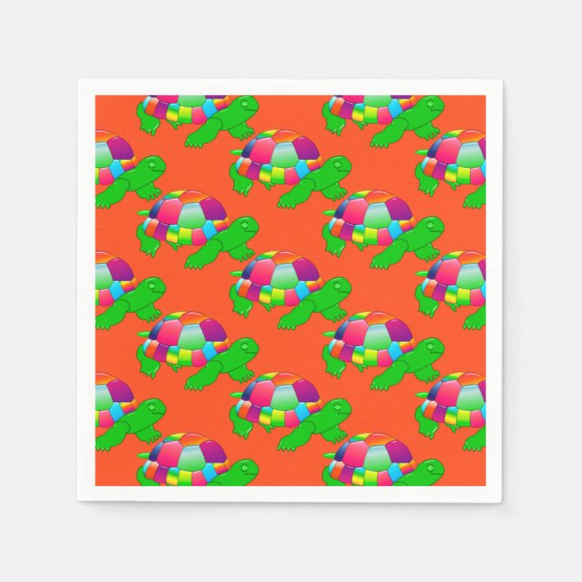 CKC Lil Glass Turtle Orange Paper Party Napkins Serviette (Vorderseite)