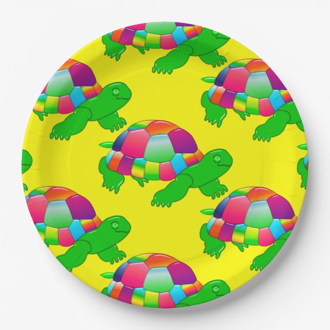 CKC Litze Glasschildkröte, Gelb-Papier-Party-Telle Pappteller (Vorderseite)