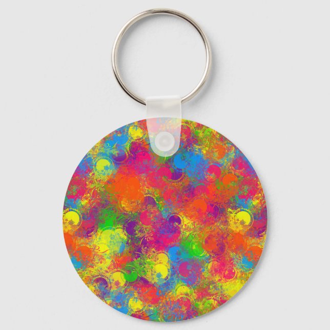 CKC Paint Can Florals Round Schlüsselanhänger (Vorderseite)