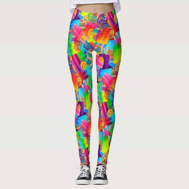 CKC Party Dots-Popsicle Wirbel-Blue-LEGGINGS Leggings (Vorderseite)