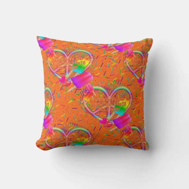 CKC-Peace, Love and Popsicle's-Orange Sq Coussin (Recto)