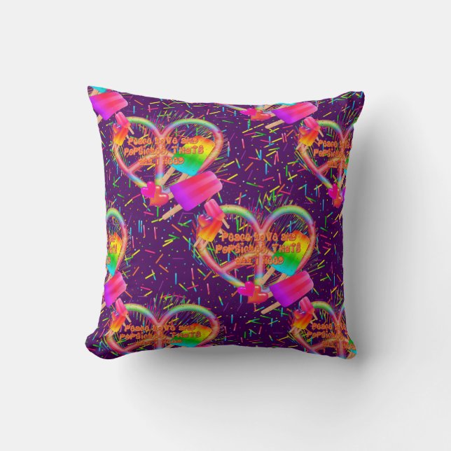 CKC-Peace, Love and Popsicle's-Purple Sq Coussin (Recto)