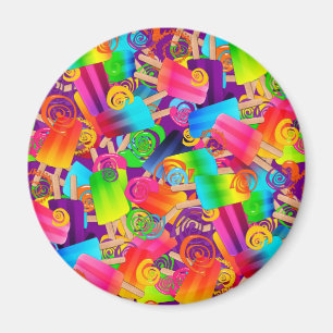 CKC Popsicle Swirls Purple-ROUND MAGNET