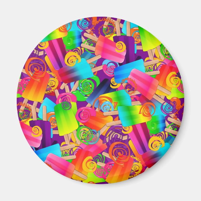 CKC Popsicle Swirls Purple ROUND MAGNET (Devant)