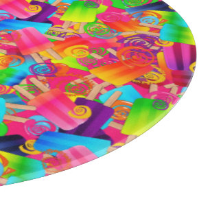 CKC Popsicle Wirbel-Pink-12in Round Cutting Board Schneidebrett