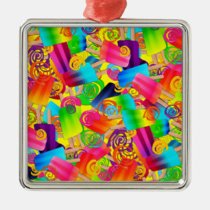 CKC Popsikel-Wirbel, Gelb-Quadrat-Prämie Ornament Aus Metall