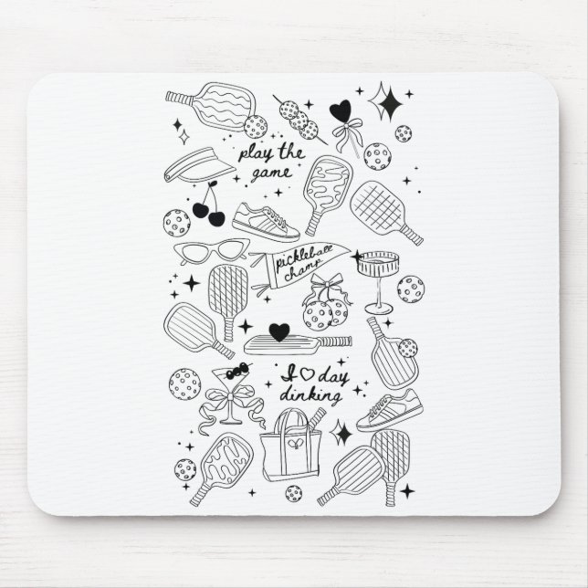 Ckleball Doodles In Black On Beige Retro Comfort C Mousepad (Vorne)