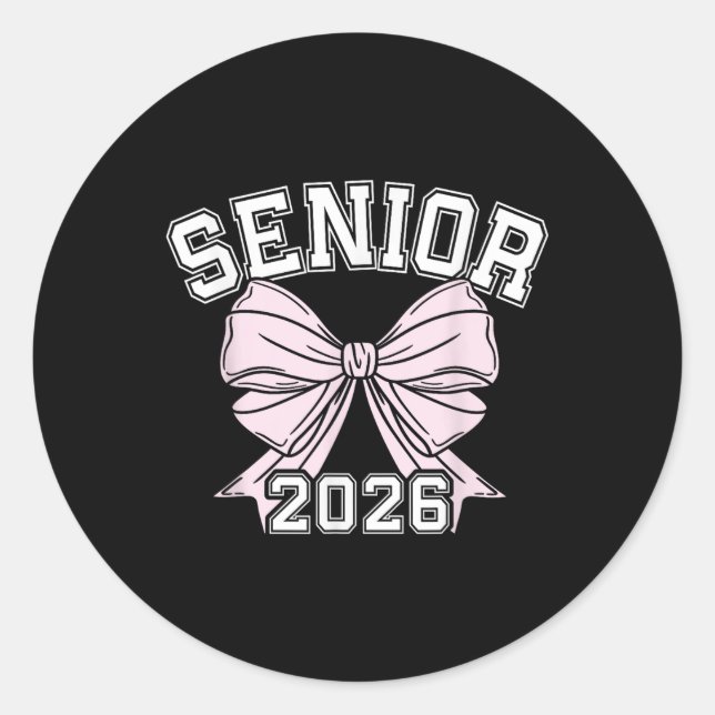 CL of 2026 Senior Coquette Bow Ästhetik Runder Aufkleber (Vorderseite)