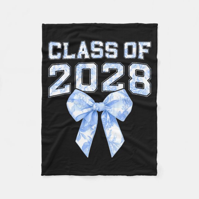Cl Of 2028 Blue Toile Floral Coquette Bow Girl Kid Fleecedecke (Vorderseite)