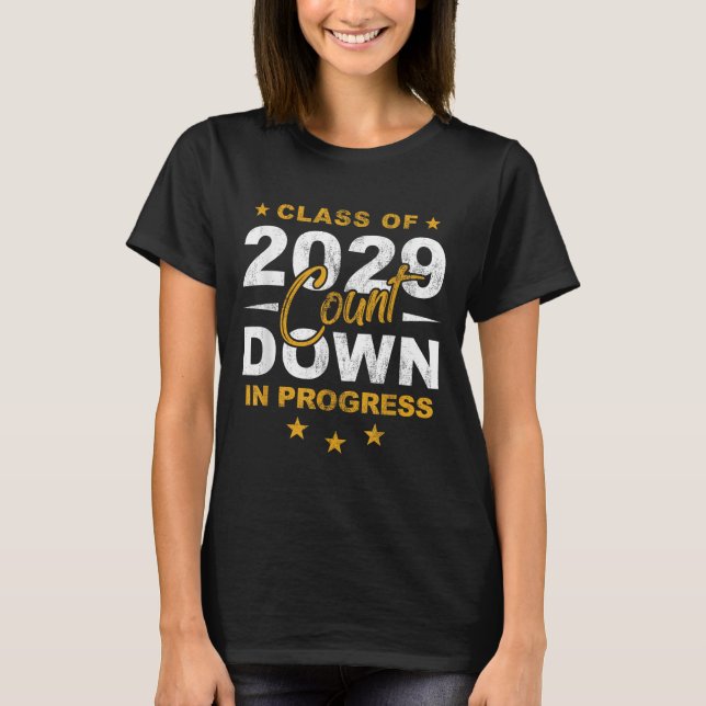 Cl Of 2029 Count Down Graduating Fun First Day 8th T-Shirt (Vorderseite)