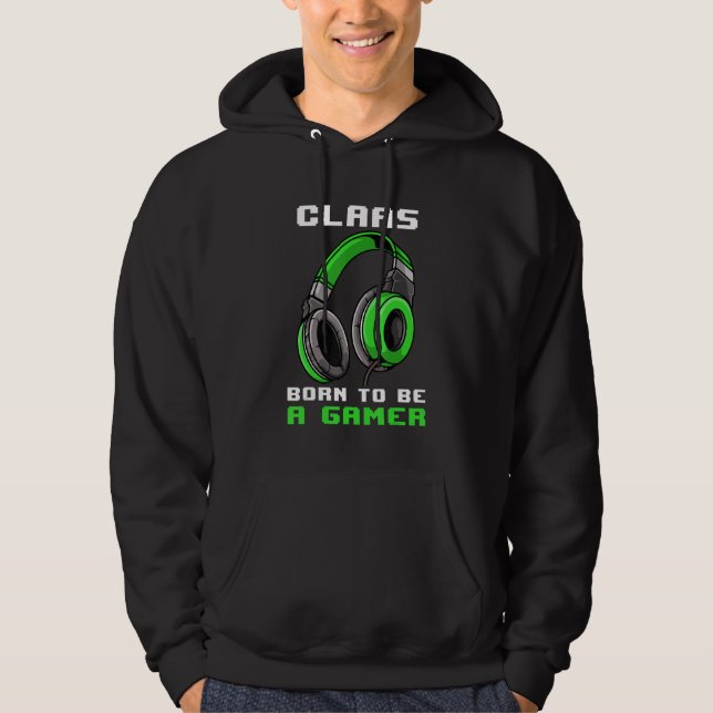 Claas Geboren als Gamer Personalisiert Hoodie (Vorderseite)
