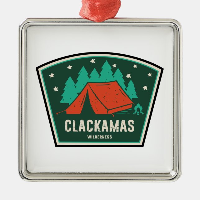 Clackamas Wilderness Oregon Camping Ornament Aus Metall (Vorne)