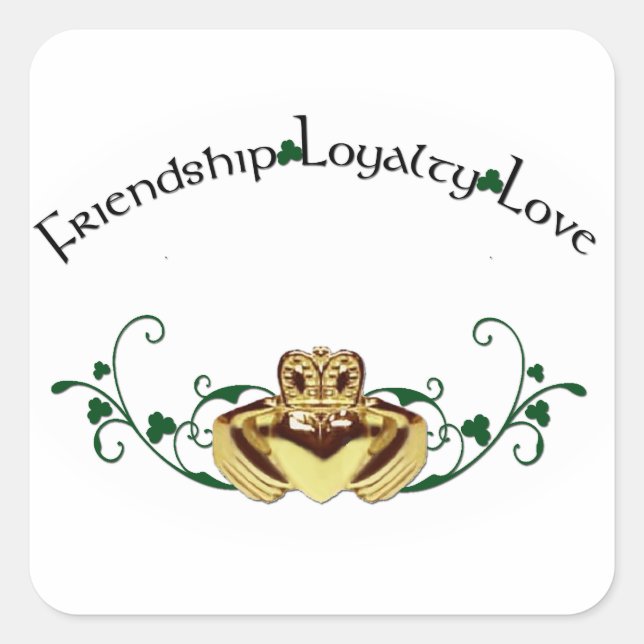 Claddagh / Claddaugh Quadratischer Aufkleber (Vorderseite)