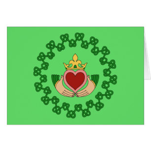 Claddagh et carte de voeux verte de Knotwork