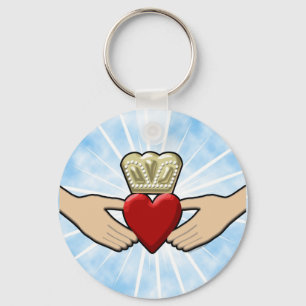 Claddagh Grafik mit rotem Herzen Schlüsselanhänger